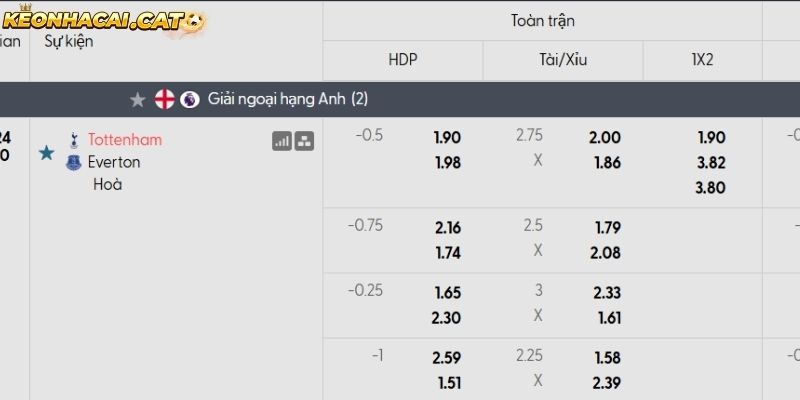 Soi kèo Tottenham vs Everton qua tỷ lệ